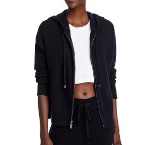 AQUA Cashmere Black Zip Hoodie Sweater L